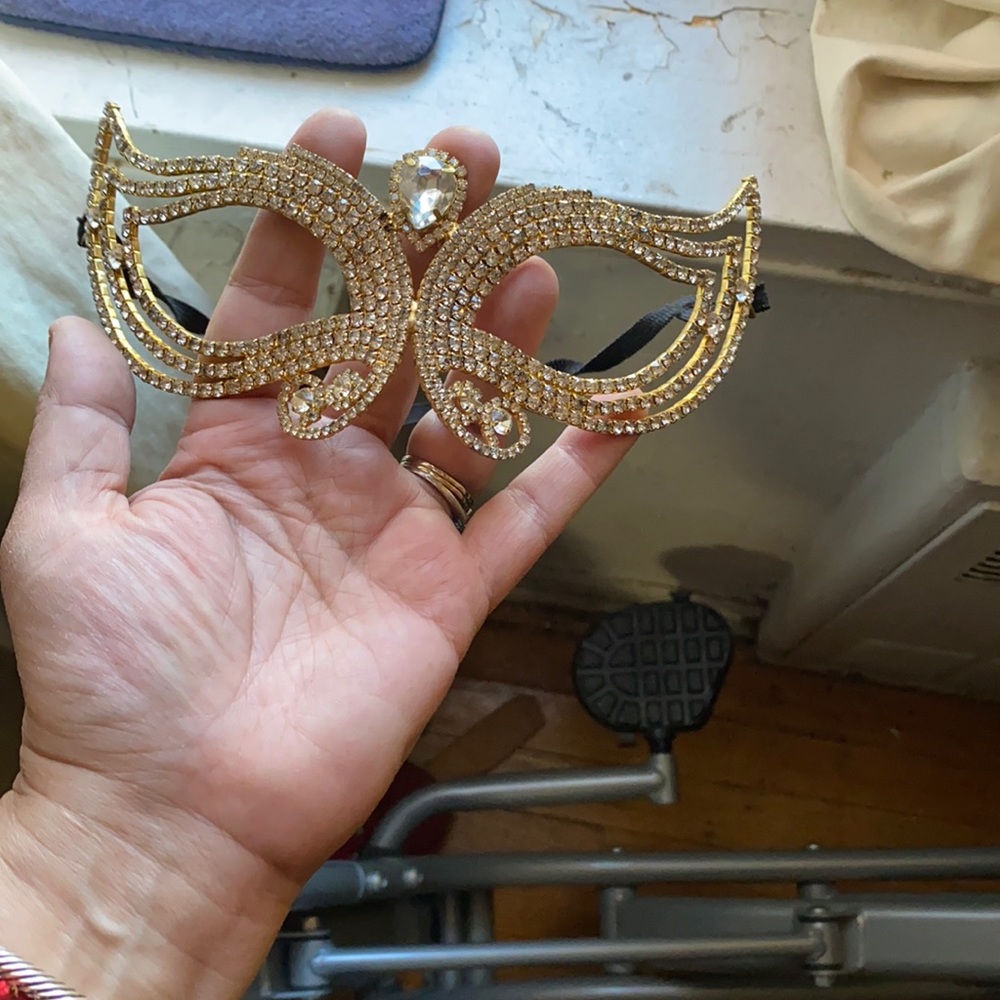 Rhinestone mask antique with three missing stones
